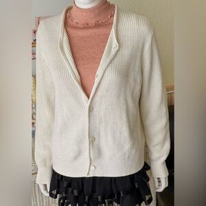 Alex Mill Knit Cardigan Ribbed Cotton Button Front in Creamy White Size XL